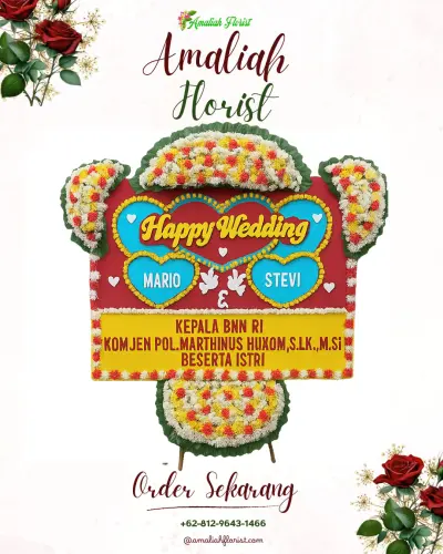 Karangan Papan Bunga Pernikahan di Simirik